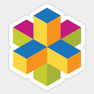 Isometric abstract color cubes Sticker